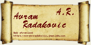 Avram Radaković vizit kartica